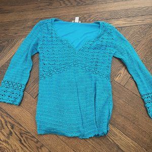 Lily Pulitzer Vintage Crochet Blue Shirt